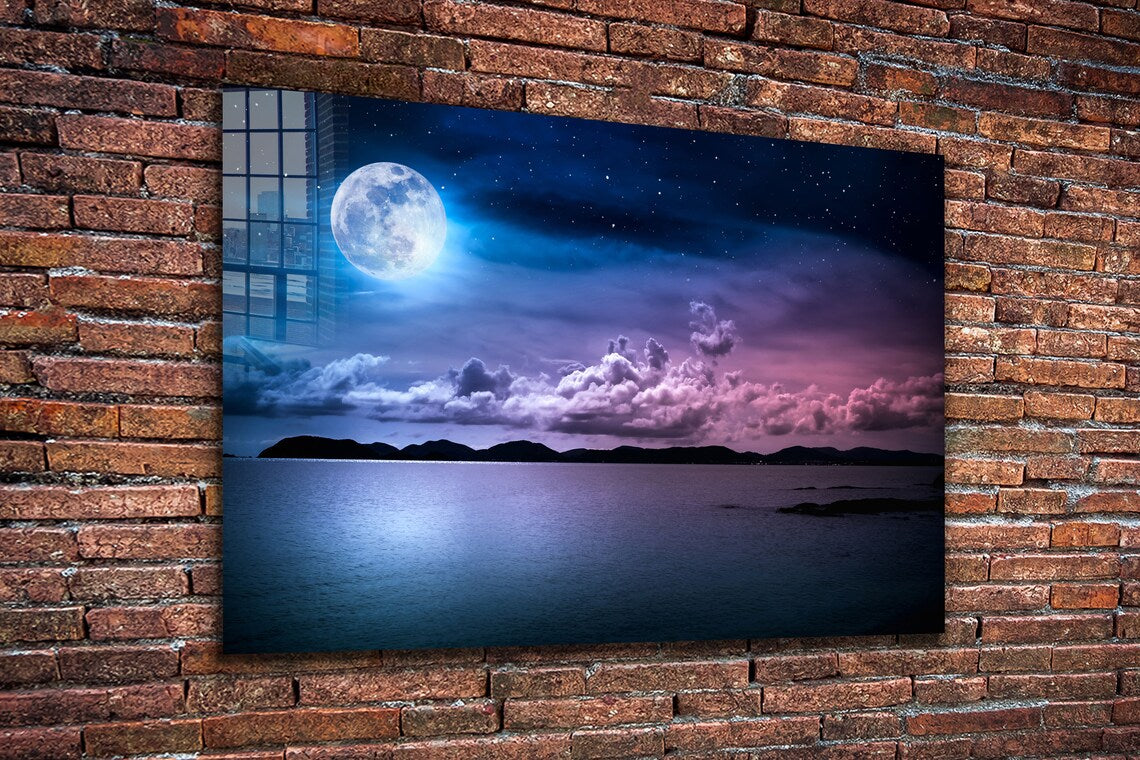 Moon & Clouds Sky Night UV Direct Aluminum Print Australian Made Quality