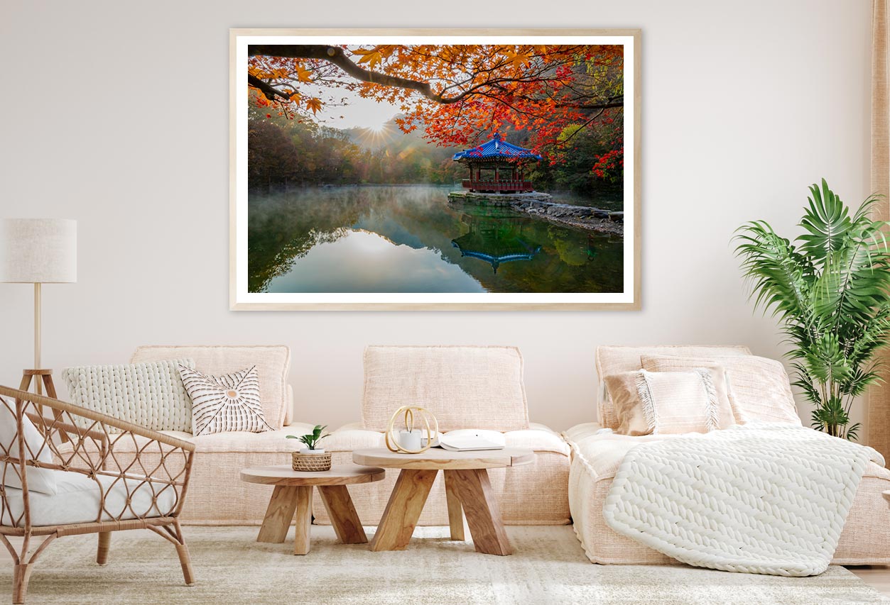 Autumn Leaves On Shore Of The Lake Home Decor Premium Quality Poster Print Choose Your Sizes