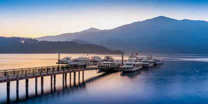 Sun Moon Lake Sunrise Nantou Taiwan Wall Art Canvas Office Home Room Framed 120x60cm