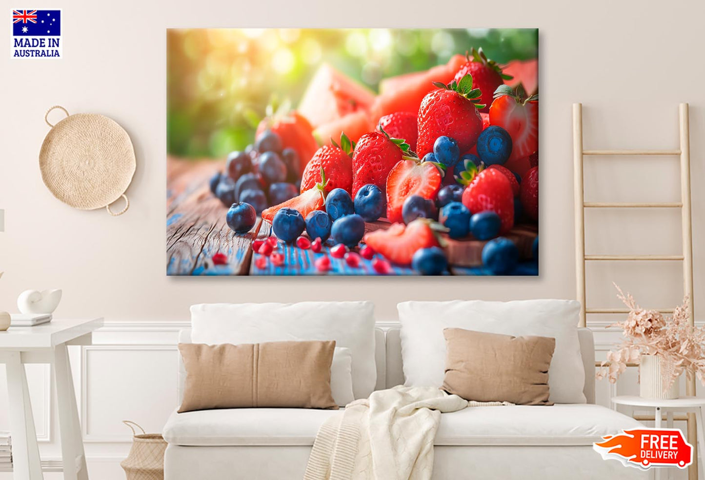 Strawberries, Blueberries, Raspberries, And Blackberries Wall Art Decor 100% Australian Made - Bella Home Decor