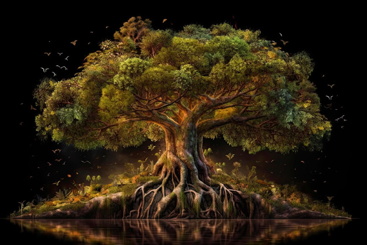 Massive Tree with Roots Near Lake Print 100% Australian Made - Bella Home Decor