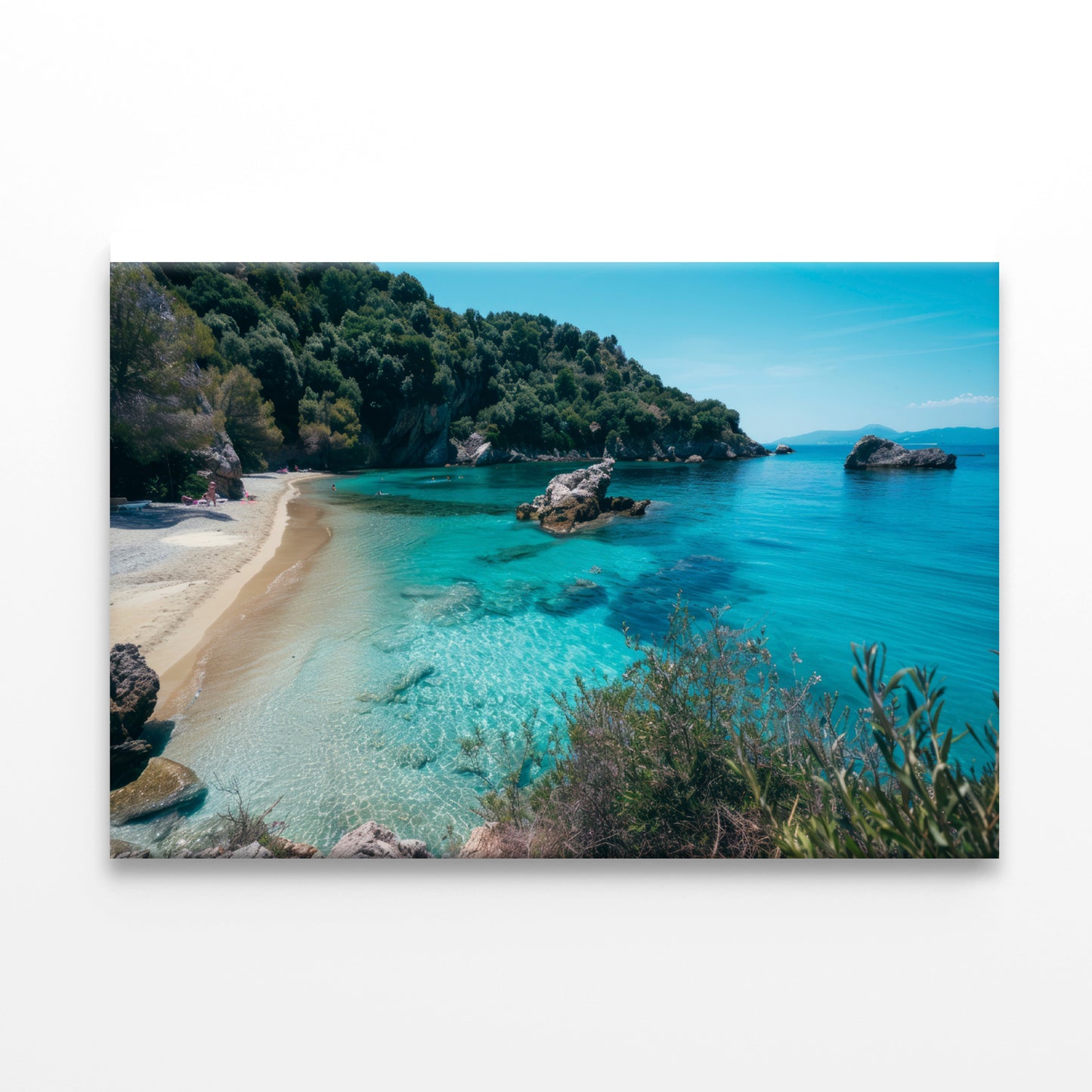 Beach, Blue Ocean and a Rocky Shore Print 100% Australian Made - Bella Home Decor