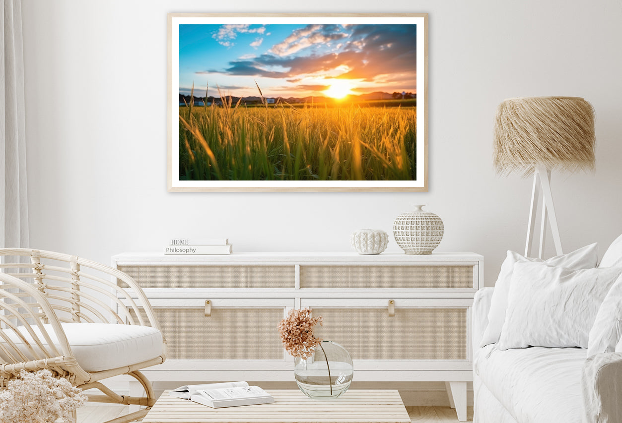 Peaceful Grassland Scenery on Sunset Home Decor Premium Quality Poster Print Choose Your Sizes - Bella Home Decor
