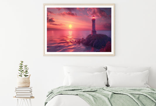 Lighthouse Standing On a Rocky Shore & Sky Home Decor Premium Quality Poster Print Choose Your Sizes - Bella Home Decor