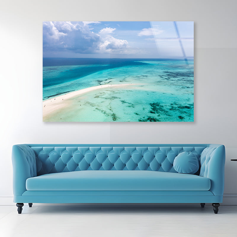 Island In Clear Blue Indian Ocean Acrylic Glass Print Tempered Glass Wall Art 100% Made in Australia Ready to Hang - Bella Home Decor