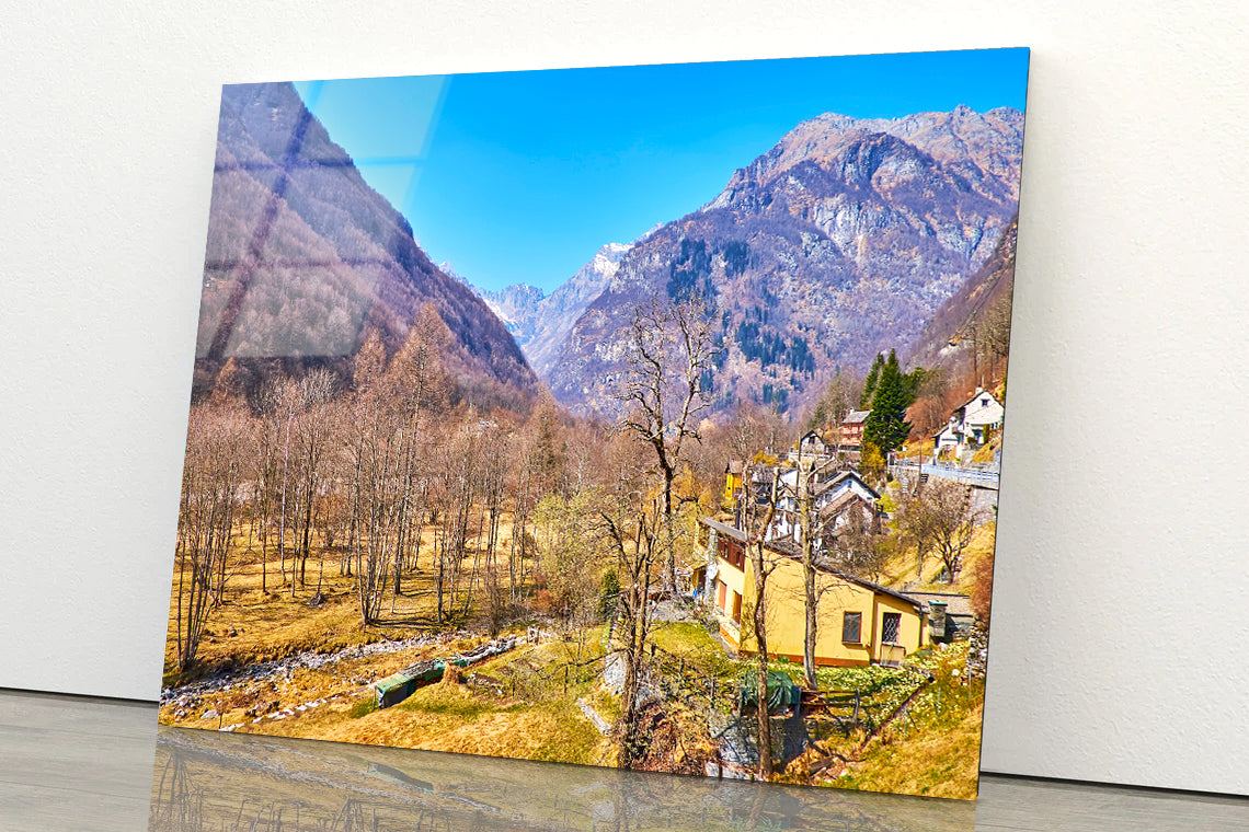 A Small Town Nestled In the Mountains in Switzerland Acrylic Glass Print Tempered Glass Wall Art 100% Made in Australia Ready to Hang