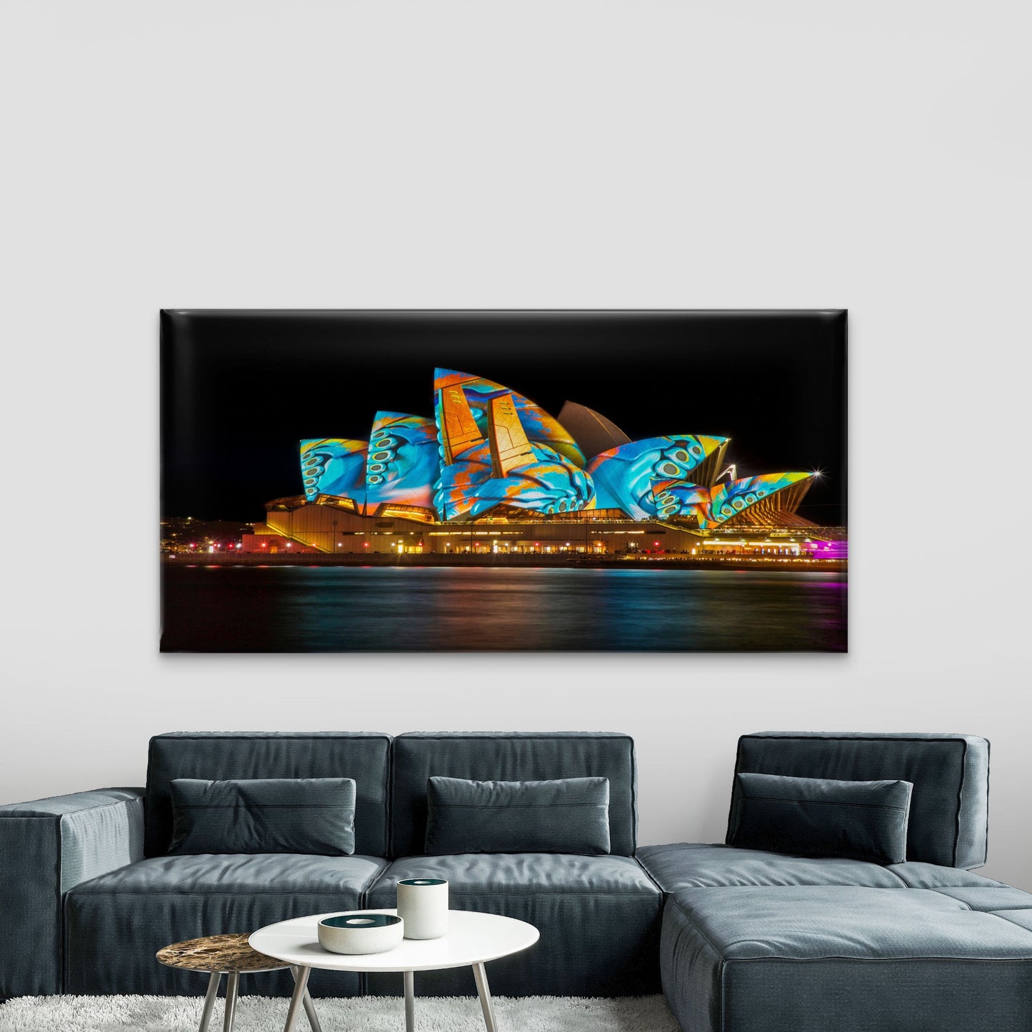 Vivid Sydney Opera House Wall Art Canvas Office Home Room Framed 120x60cm