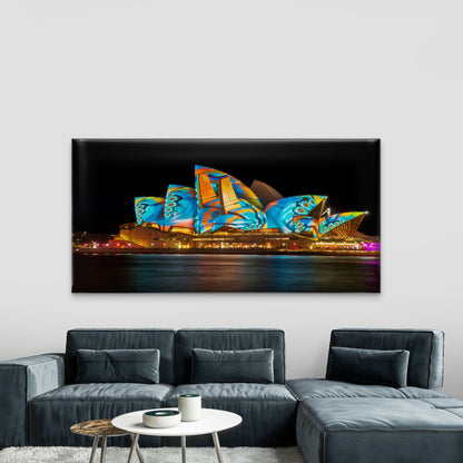 Vivid Sydney Opera House Wall Art Canvas Office Home Room Framed 120x60cm