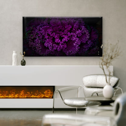 Deep Purple Ruffled Plant Wall Art Canvas Office Home Room Framed 120x60cm