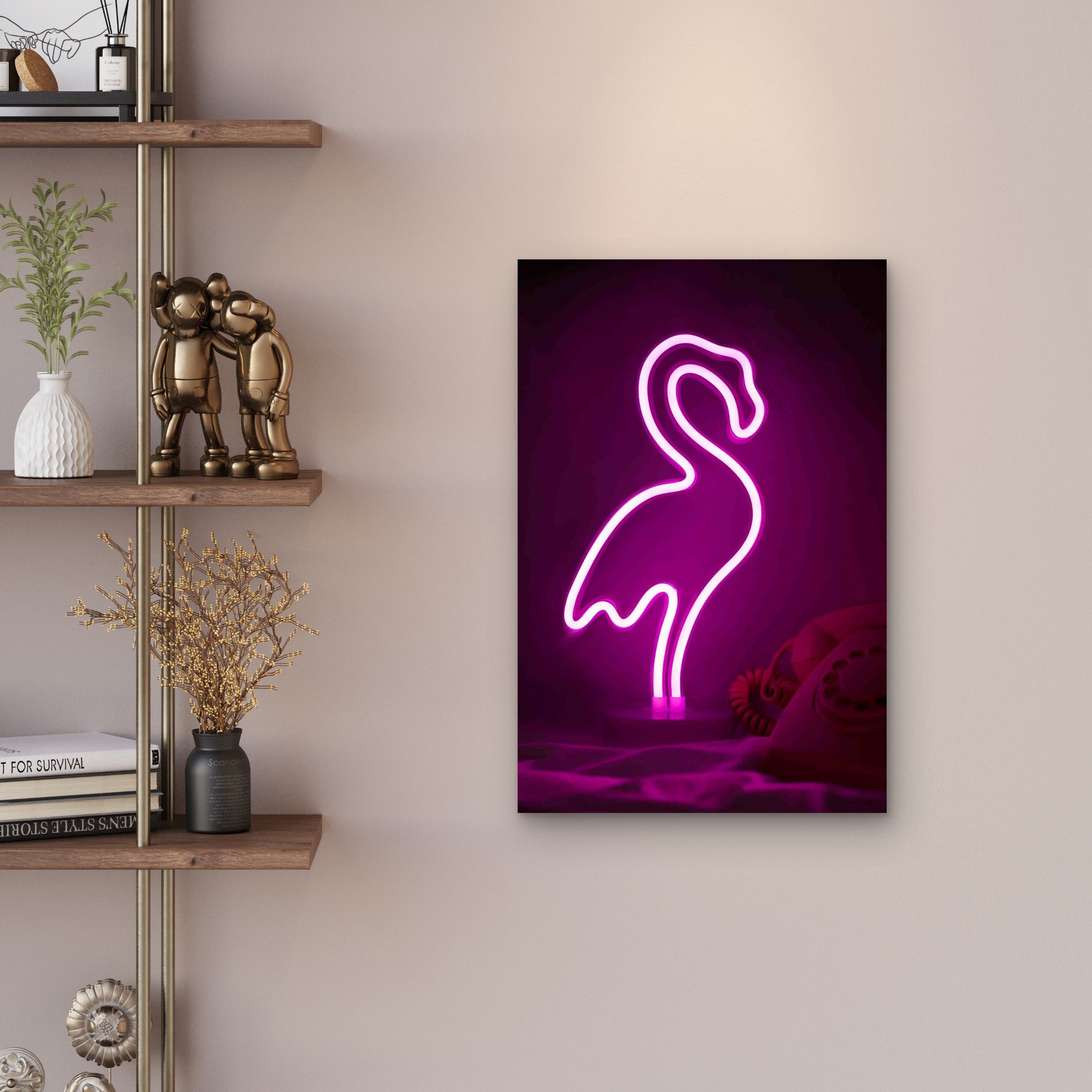 Glow Of The Flamingo Night Light Metal Print Ready to Hang - Bella Home Decor