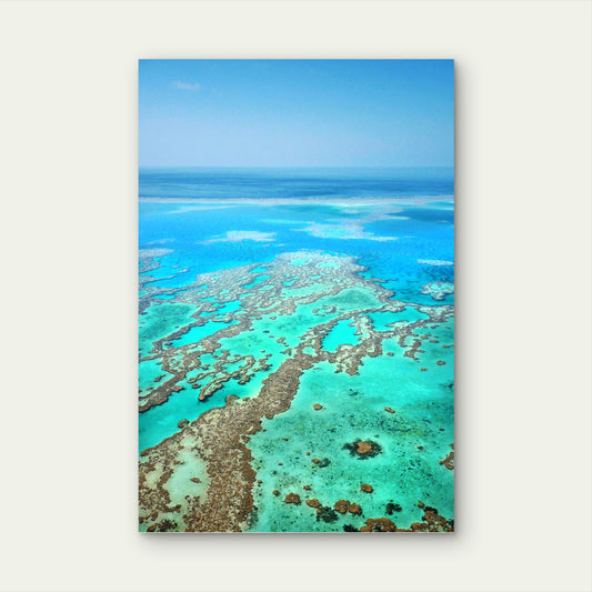 Great Barrier Reef Aerial Marine Seascape 40x60cm Metal Print Ready to Hang