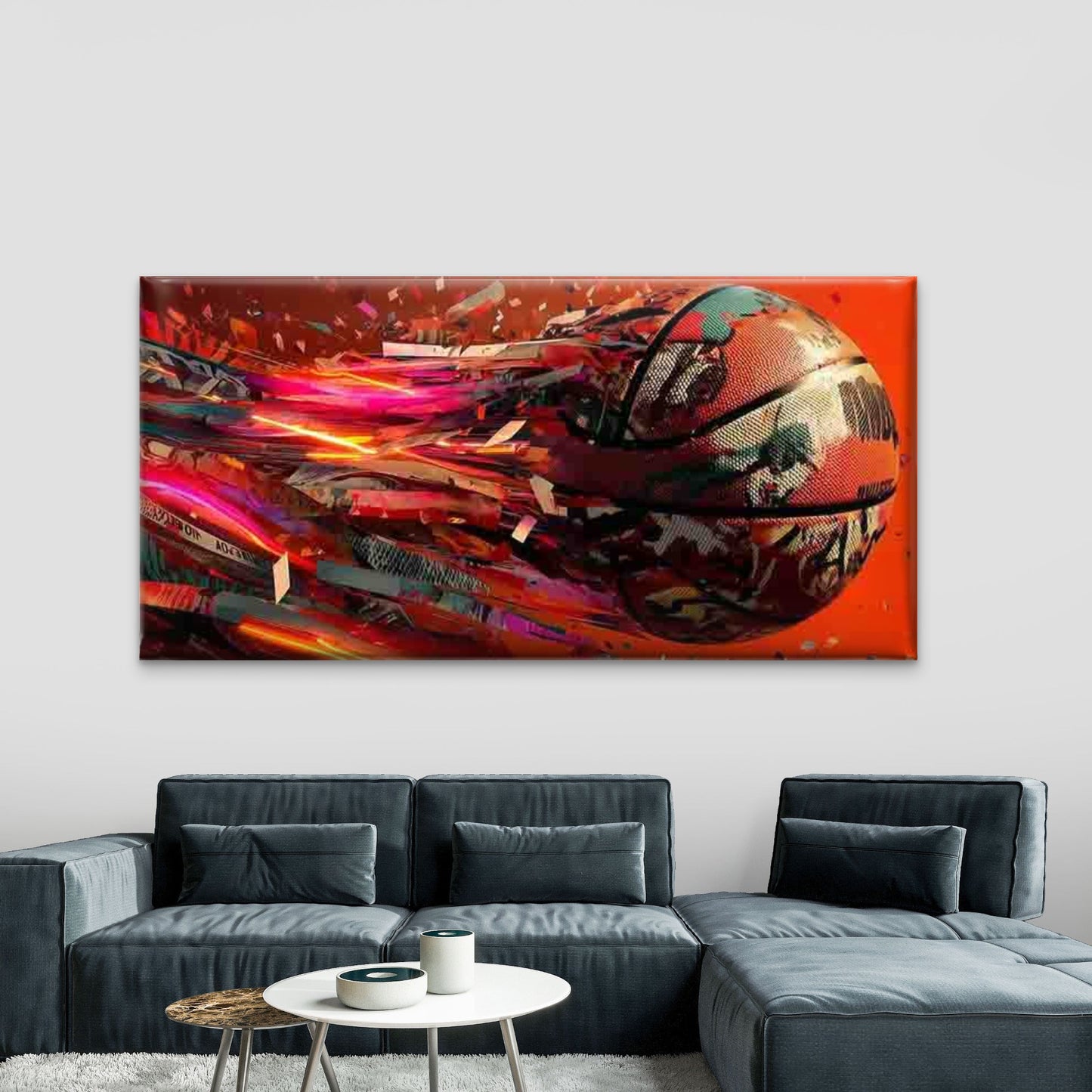 Abstract Basketball Explosion Wall Art Canvas Office Home Room Framed 120x60cm