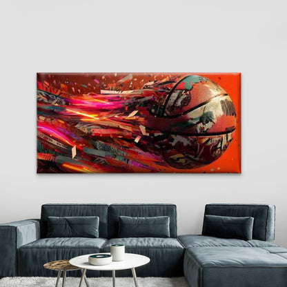Abstract Basketball Explosion Wall Art Canvas Office Home Room Framed 120x60cm