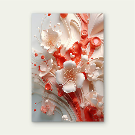 Abstract 3D Coral Floral Blossom Splash 40x60cm Metal Print Ready to Hang