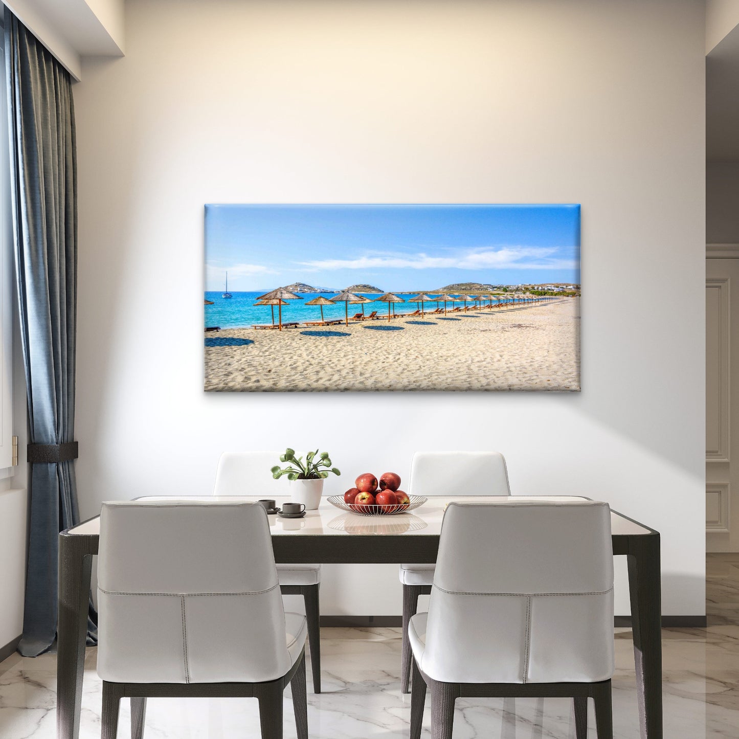 Sunny European Resort Beach Wall Art Canvas Office Home Room Framed 120x60cm