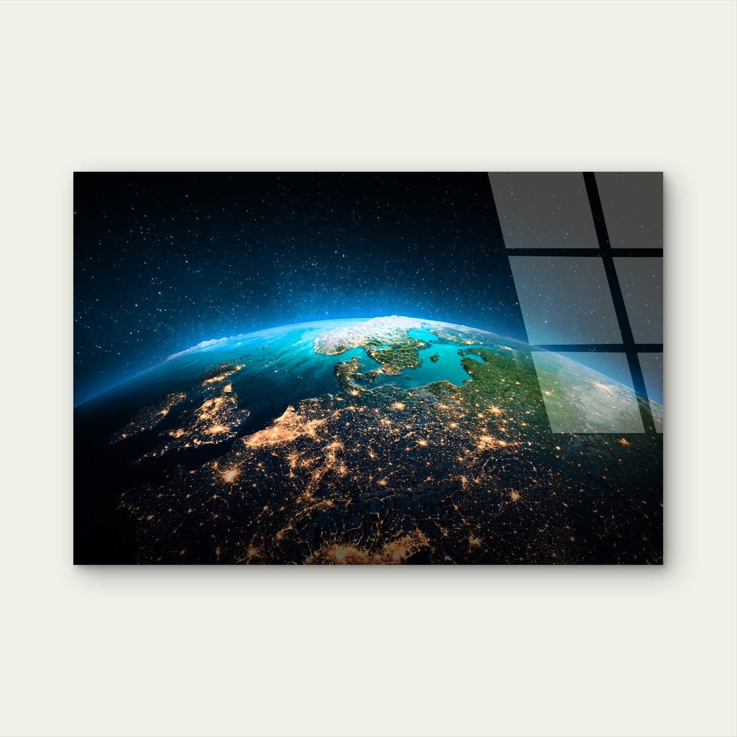Earth At Night Europe View Space Astronomy Landscape Acrylic Glass Printing Wall Art Australian Made Quality