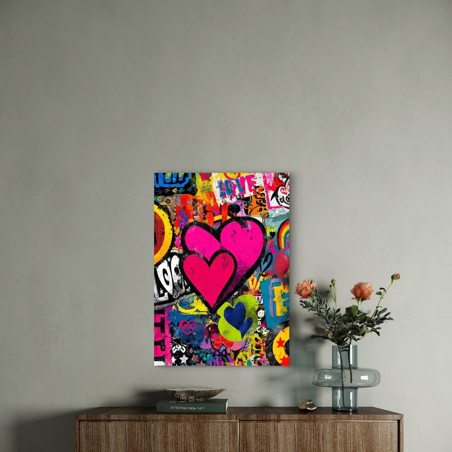 Colorful Graffiti Heart 60x90cm Metal Print Ready to Hang