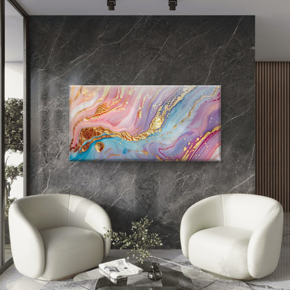 Colorful Glitter Marble Pattern Wall Art Canvas Office Home Room Framed 120x60cm - Bella Home Decor