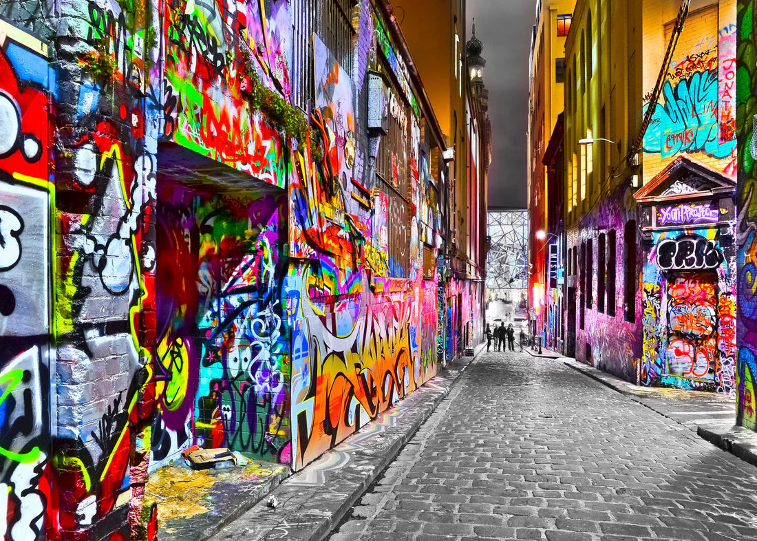 Graffiti Melbourne City Skyline 90x60cm Print 100% Australian Made