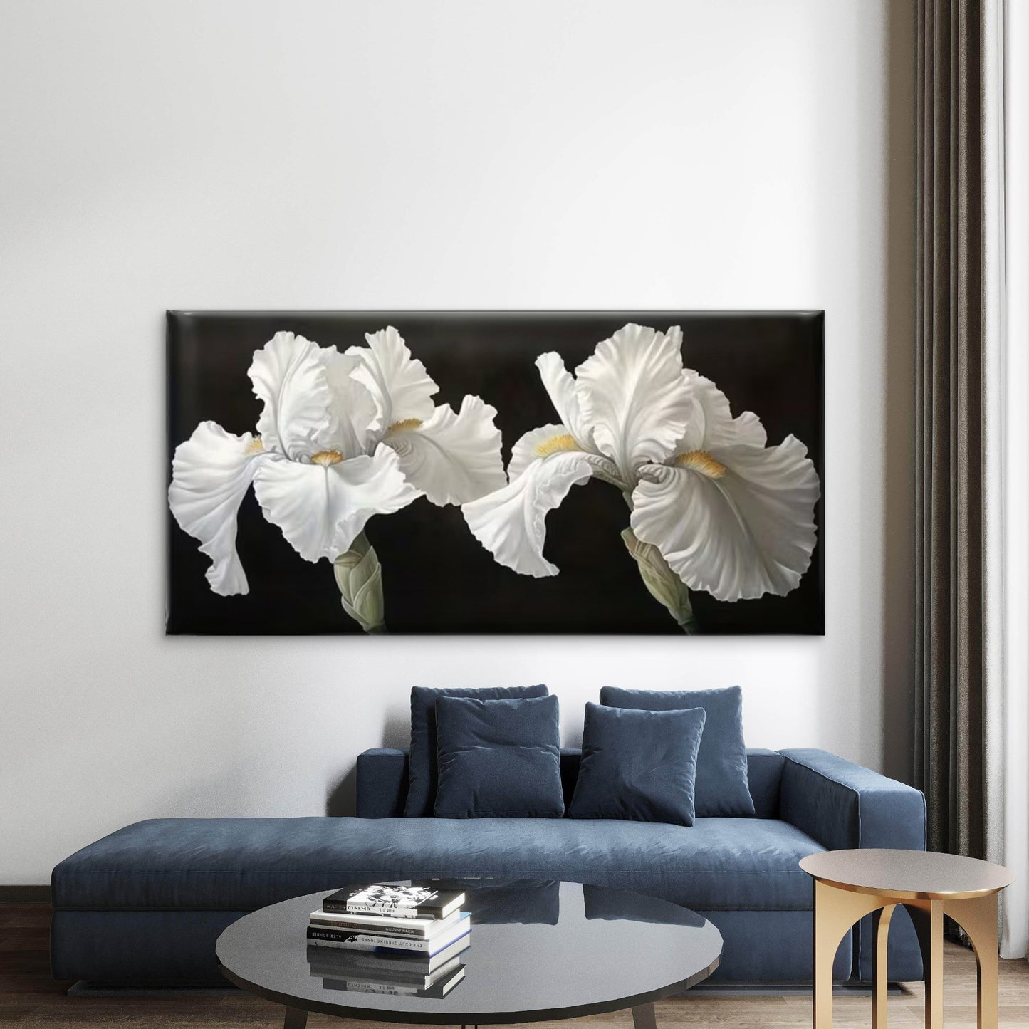 White Lily Botanical Wall Art Canvas Office Home Room Framed 120x60cm