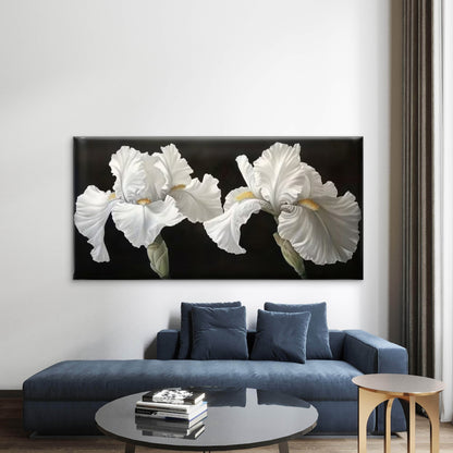 White Lily Botanical Wall Art Canvas Office Home Room Framed 120x60cm