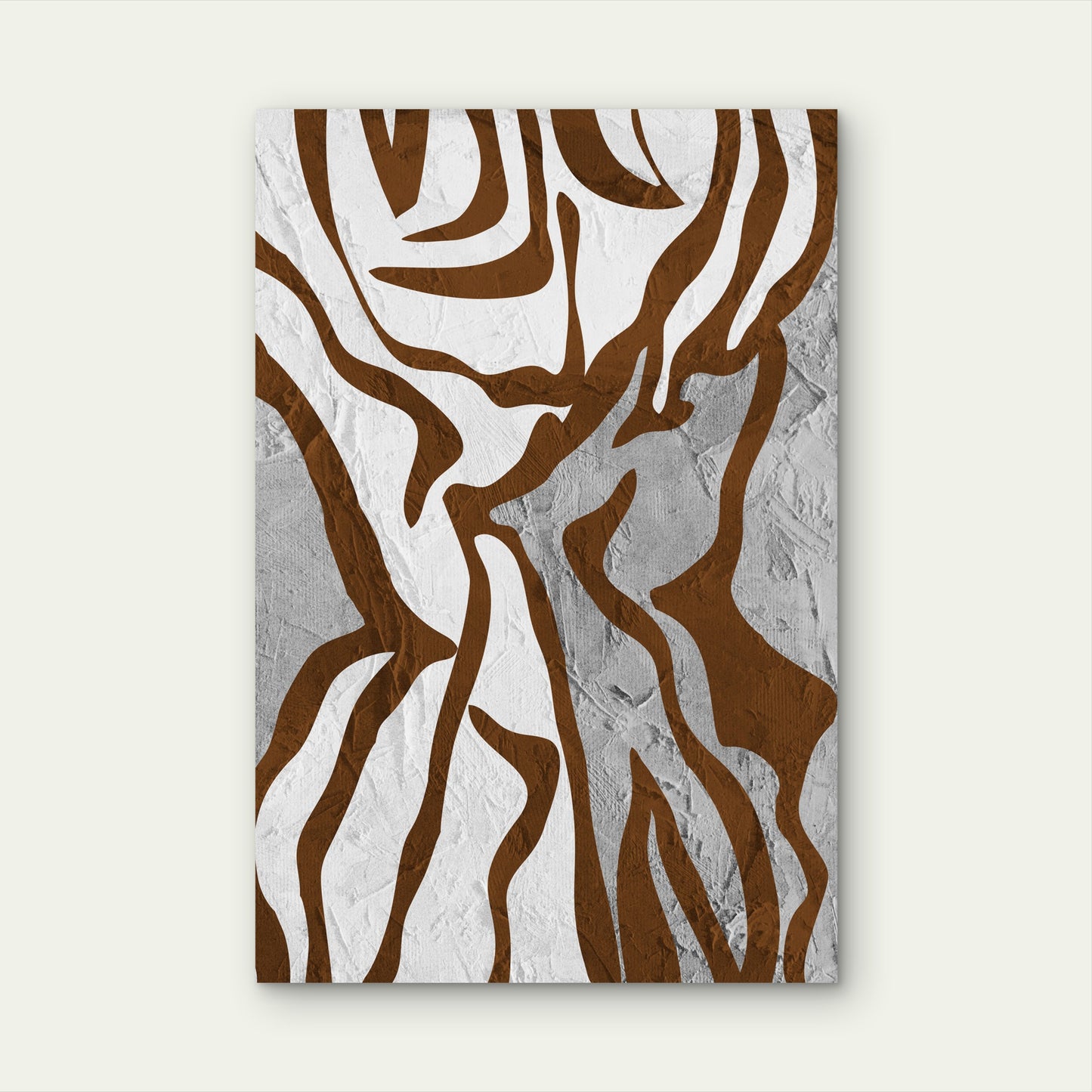 Modern Brown Grey Textured Abstract Swirl 40x60cm Metal Print Ready to Hang