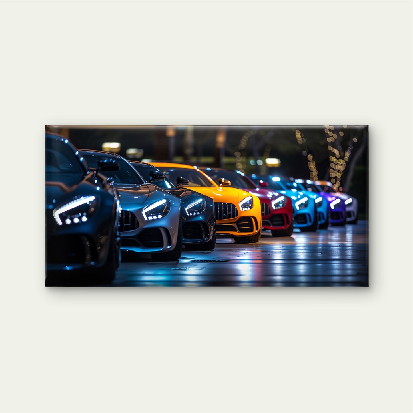 Colorful Mercedes AMG GT Lineup Wall Art Canvas Office Home Room Framed 120x60cm