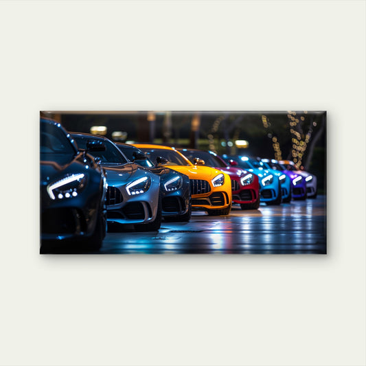 Colorful Mercedes AMG GT Lineup Wall Art Canvas Office Home Room Framed 120x60cm