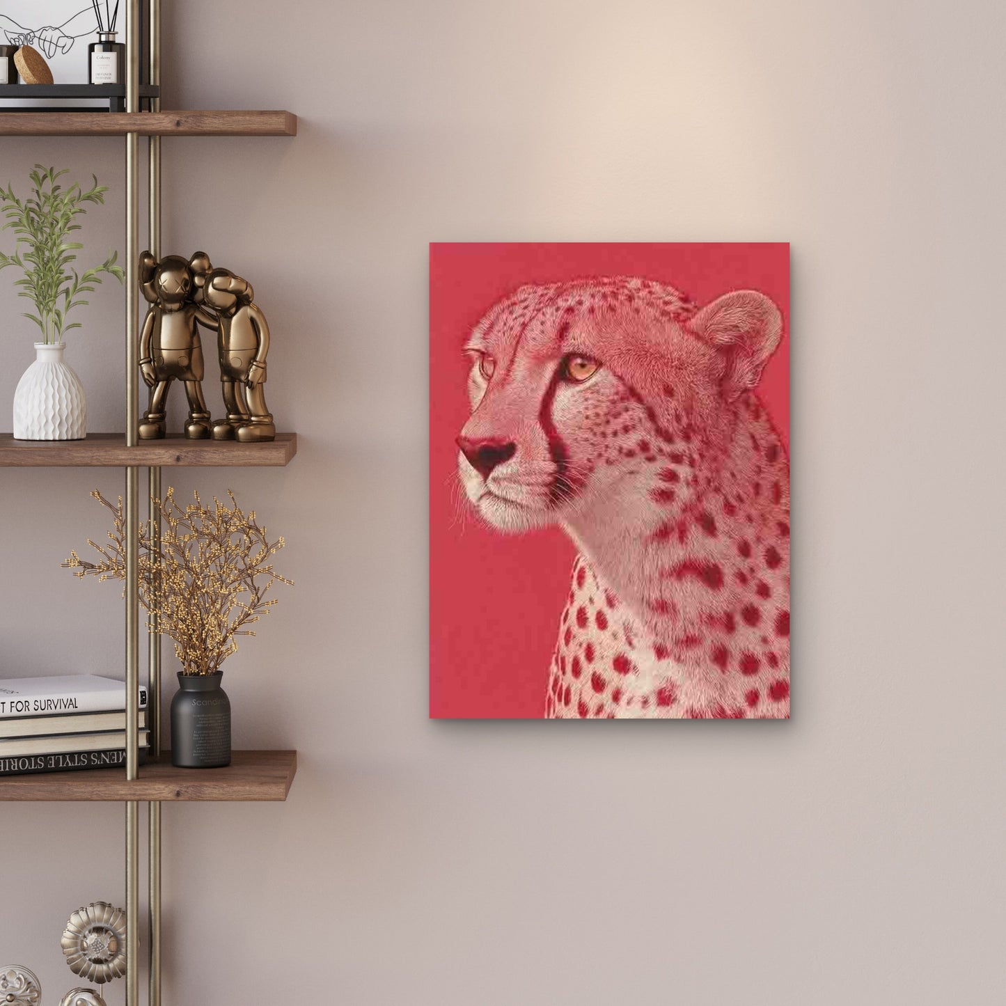 Pink Pastel Cheetah 60x90cm Metal Print Ready to Hang