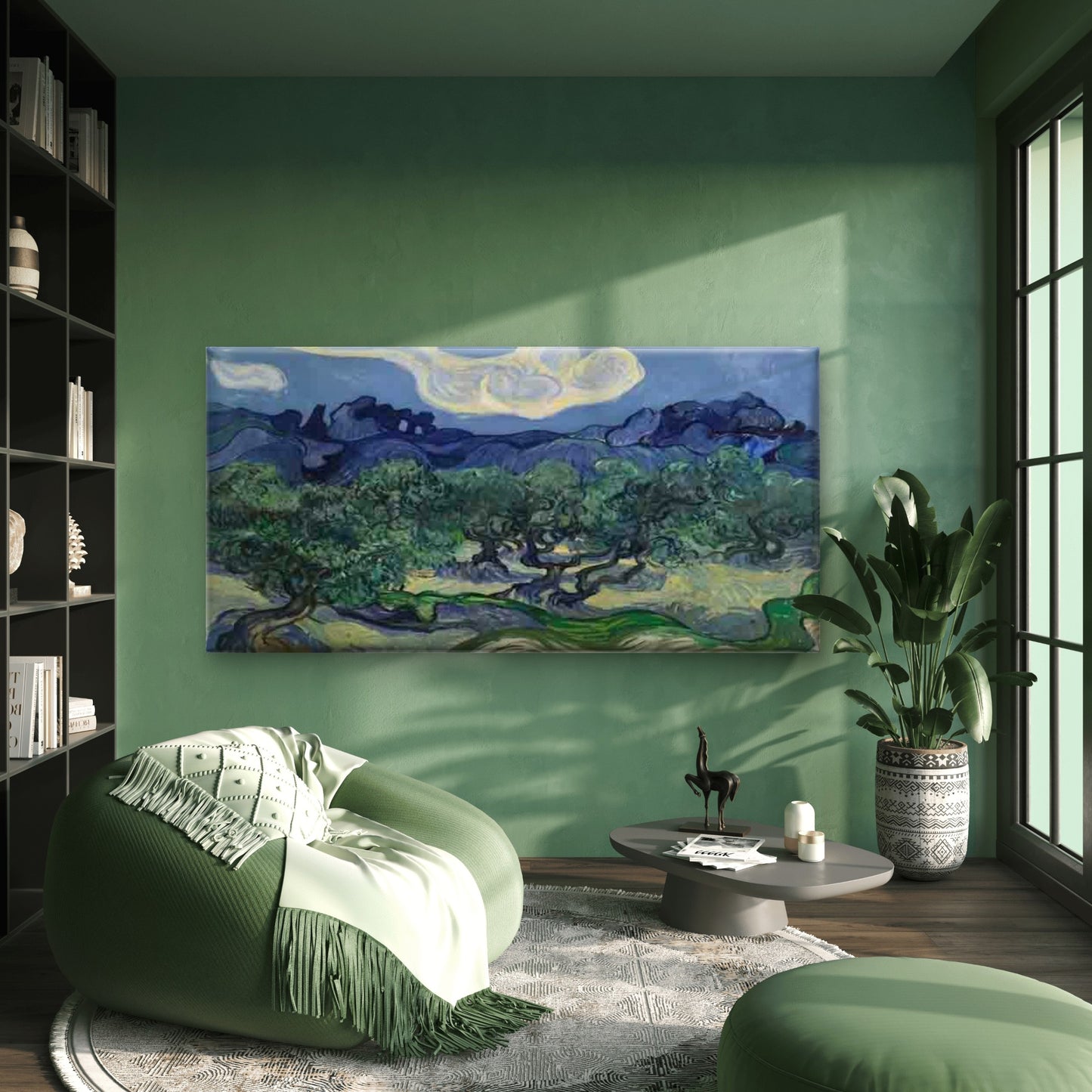 Landscape with Olive Trees Wall Art Canvas Office Home Room Framed 120x60cm - Bella Home Decor