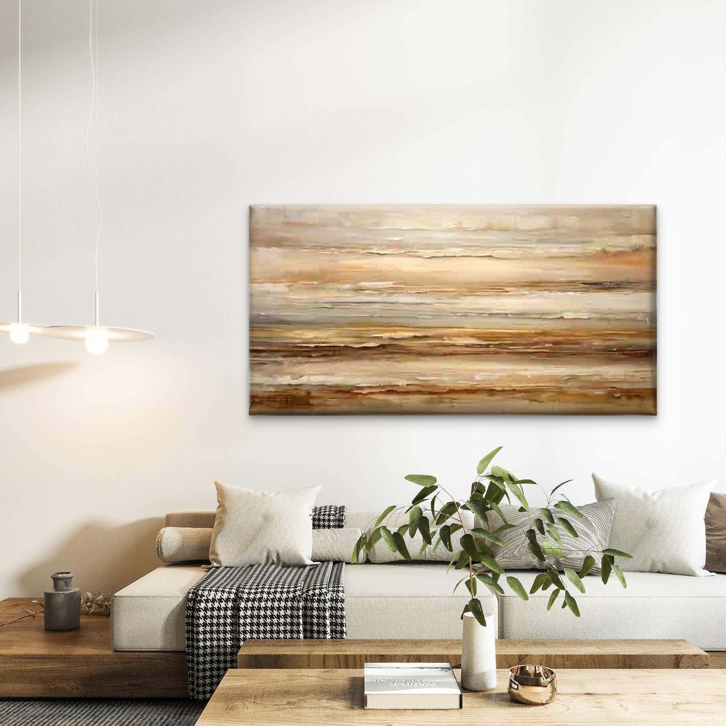 Abstract Layers of Earth Tones Wall Art Canvas Office Home Room Framed 120x60cm - Bella Home Decor