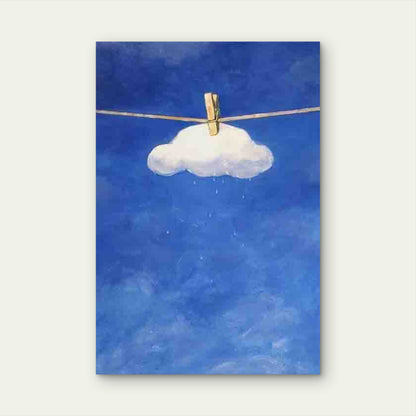 Pegged Cloud in Blue Sky Metal Print Ready to Hang