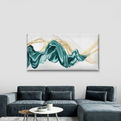 Satin Drapes Flowing Waves Wall Art Canvas Office Home Room Framed 120x60cm - Bella Home Decor