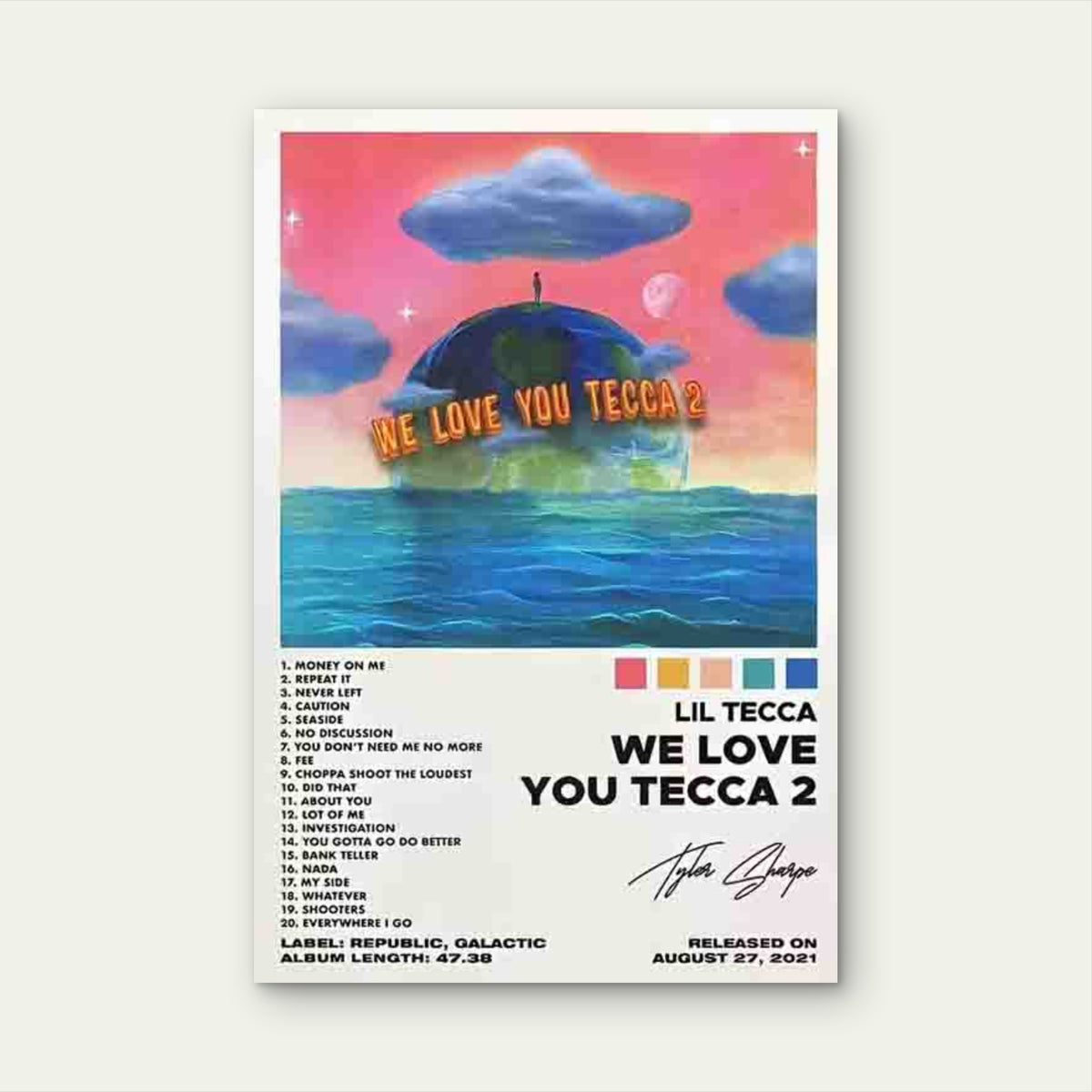 Lil Tecca WE LOVE YOU TECCA 60x90cm Metal Print Ready to Hang