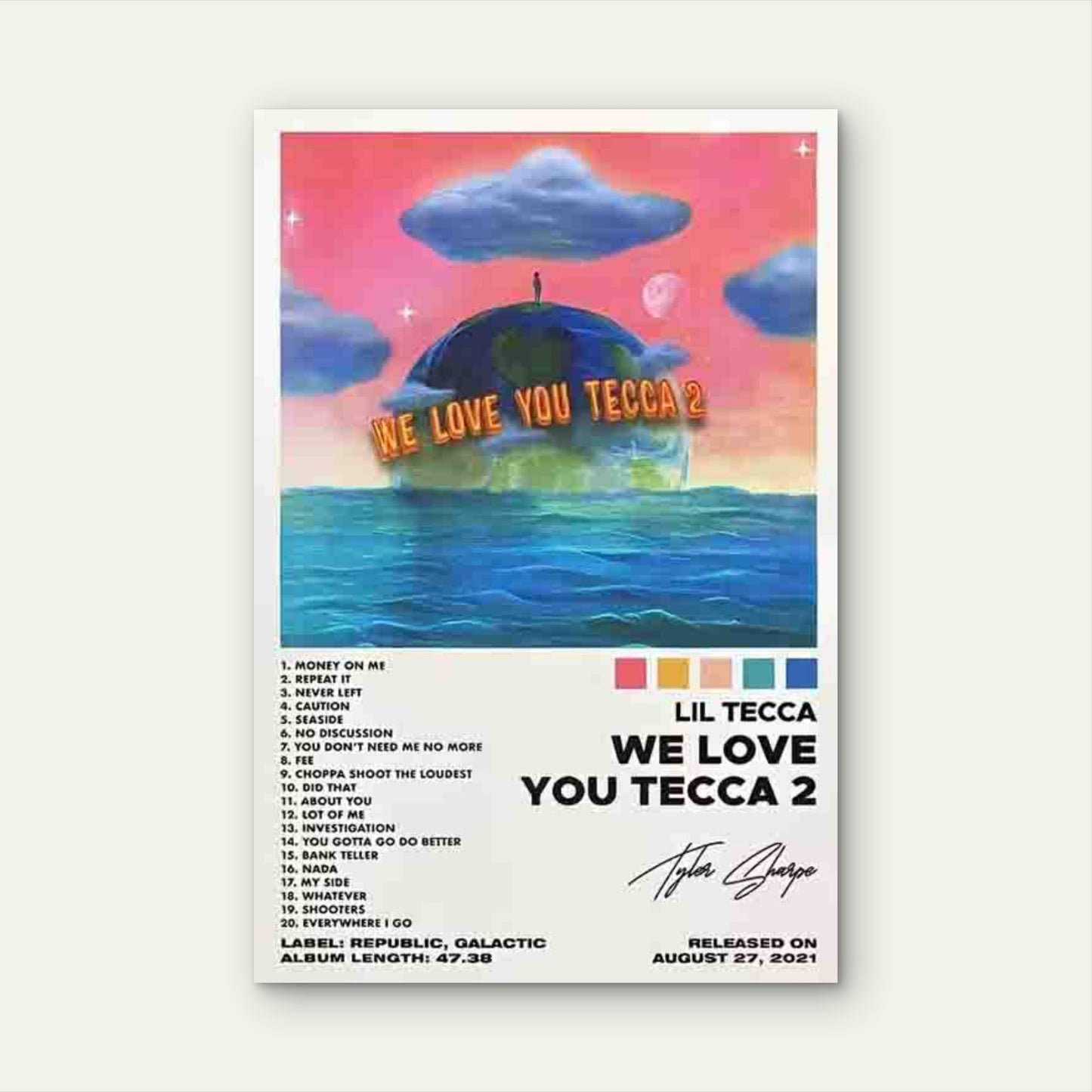 Lil Tecca WE LOVE YOU TECCA Metal Print Ready to Hang - Bella Home Decor