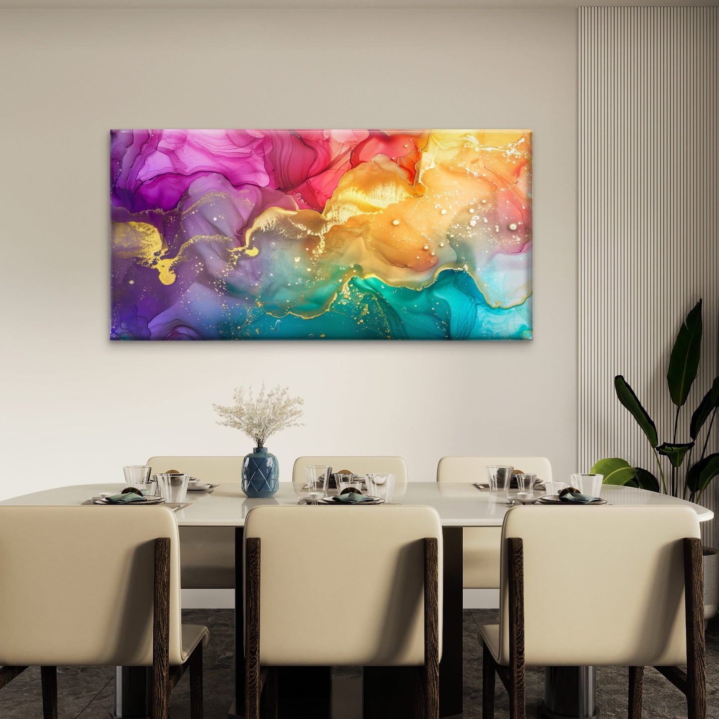 Swirling Rivers Of Color Wall Art Canvas Office Home Room Framed 120x60cm - Bella Home Decor