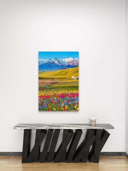 Alpine Flower Meadow View 60x90cm Metal Print Ready to Hang