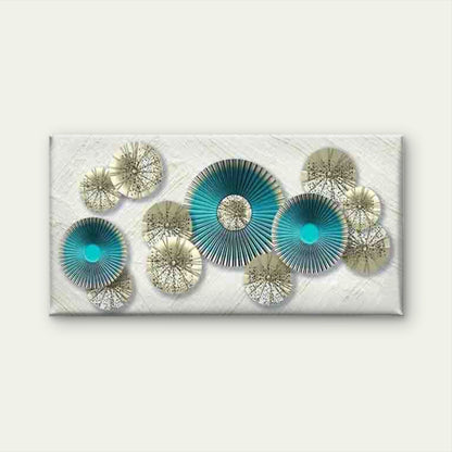 Abstract Blue And Golden Circle Wall Art Canvas Office Home Room Framed 120x60cm