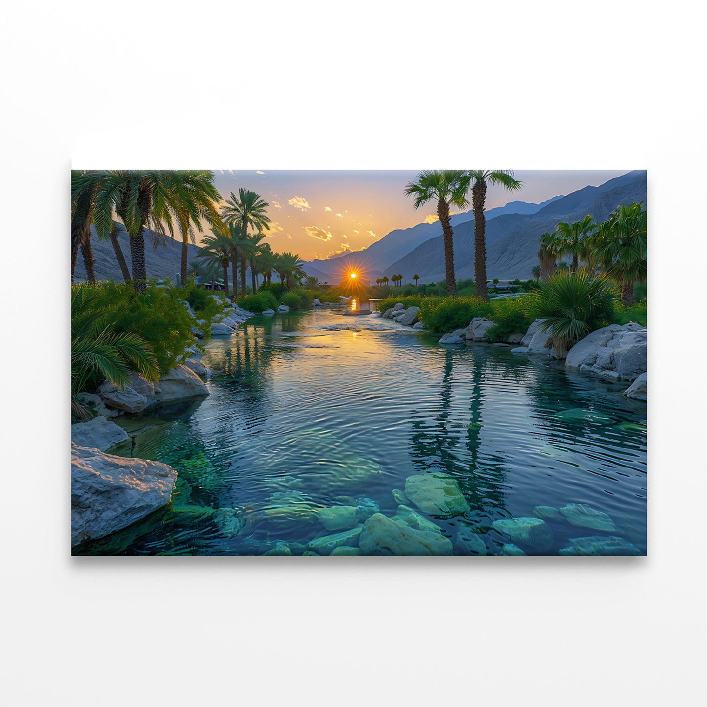 Serene Body of Water Surrounded By Rocks and Trees Print 100% Australian Made - Bella Home Decor