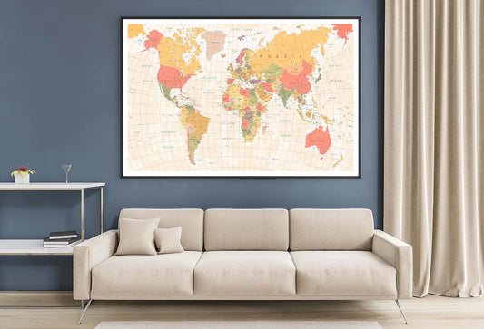 Vintage World Map Detailed II Home Decor Premium Quality Poster Print Choose Your Sizes