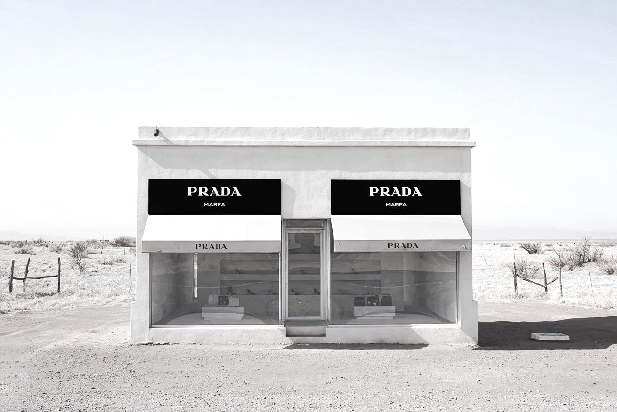 Fashion Store in Desert Faded Photograph Glass Framed Wall Art, Ready to Hang Quality Print