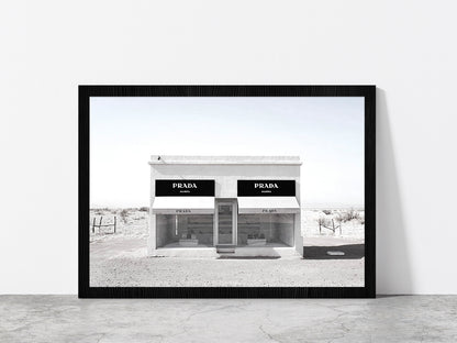 Fashion Store in Desert Faded Photograph Glass Framed Wall Art, Ready to Hang Quality Print Without White Border Black