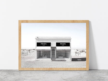 Fashion Store in Desert Faded Photograph Glass Framed Wall Art, Ready to Hang Quality Print Without White Border Oak