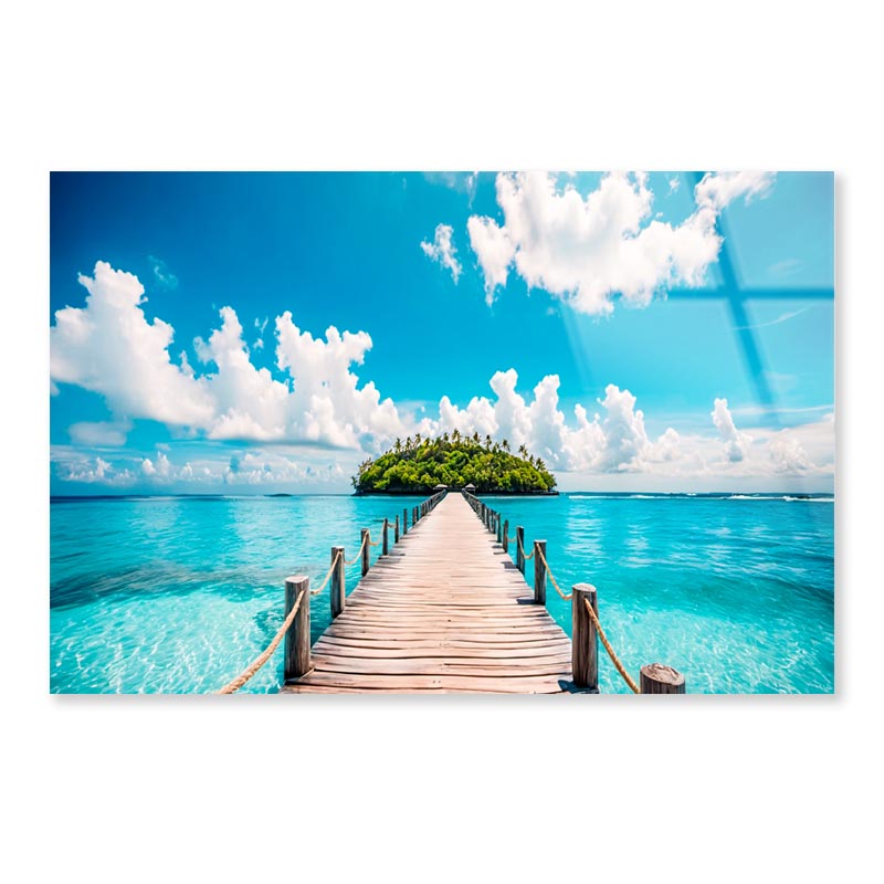 Beautiful Beach with A Wooden Walkway  Acrylic Glass Print Tempered Glass Wall Art 100% Made in Australia Ready to Hang