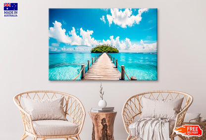 Beautiful Beach with A Wooden Walkway Wall Art Decor 100% Australian Made