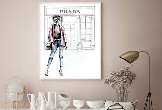 Fancy Girl with Fashion Store Design Home Decor Premium Quality Poster Print Choose Your Sizes