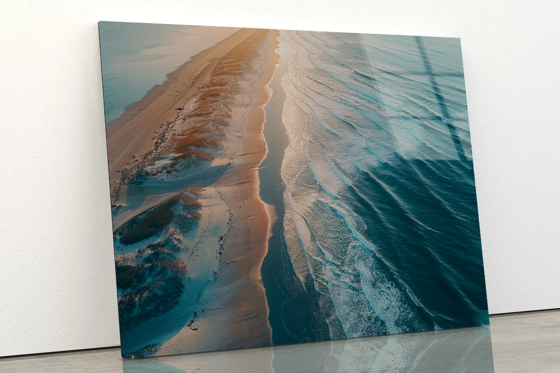 Beach at Sunset View Acrylic Glass Print Tempered Glass Wall Art 100% Made in Australia Ready to Hang - Bella Home Decor