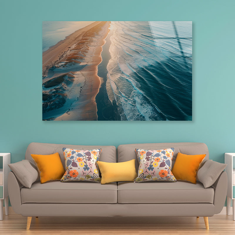 Beach at Sunset View Acrylic Glass Print Tempered Glass Wall Art 100% Made in Australia Ready to Hang - Bella Home Decor