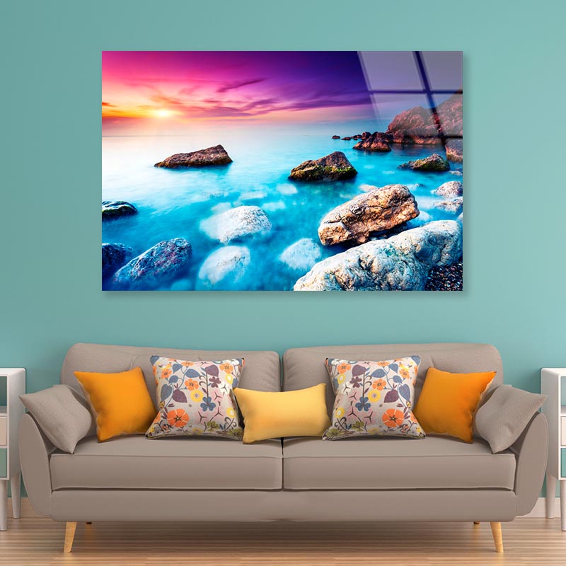 Majestic Summer Sunset Over the Sea Acrylic Glass Print Tempered Glass Wall Art 100% Made in Australia Ready to Hang