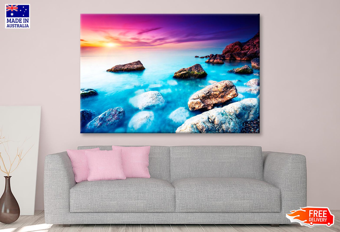 Majestic Summer Sunset Over the Sea Wall Art Decor 100% Australian Made